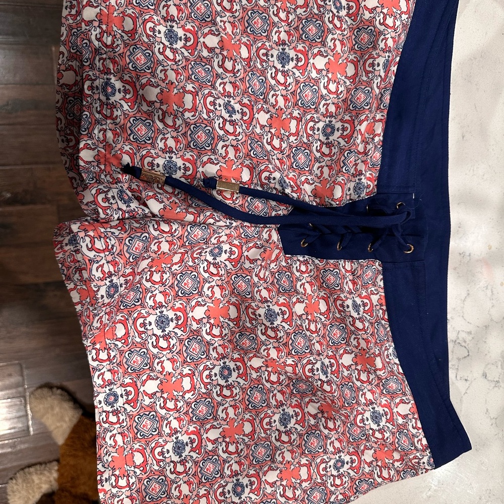 Cabana Life Coral and Navy Patterned Shorts